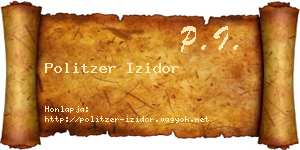 Politzer Izidor névjegykártya